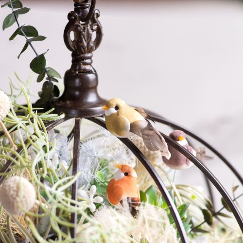 položky Dekorativní ptáci, umělá bytová dekorace, jarní příležitost, s barevným peřím z pravého peří, 5 cm, 18 kusů