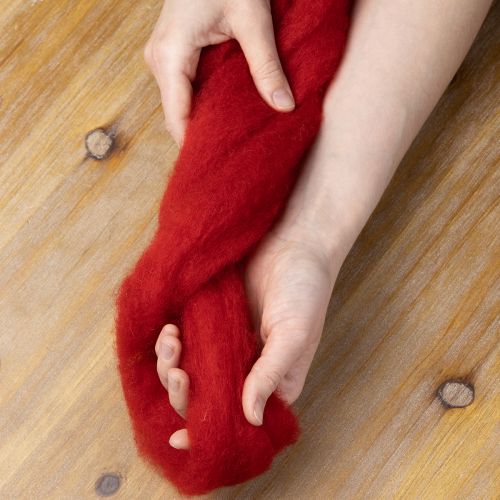 položky Vlněná šňůra, dekorativní vlna, červená, 2m plstěná vlna pro floristiku, dekorace a tvoření