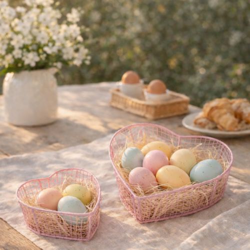 položky Drátěné košíky, ve tvaru srdce, na dekoraci a organizaci, 20 cm, sada 4 kusů