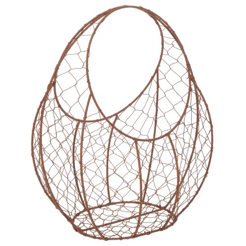Drátěný koš, kovový květináč, jarní dekorace, velikonoční koš, hnědý, rezavý povrch, V34cm D30cm nakoupit | Floristik24.cz