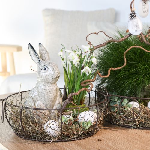 Floristik24 Drátěná miska na košík s uchem Hnědá Ø35/30/25cm Sada 3 ks
