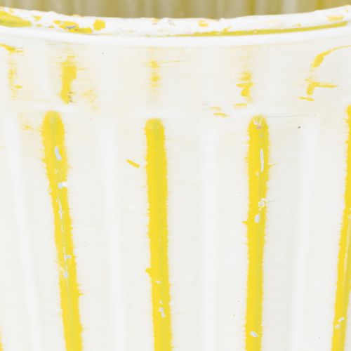 položky Kbelík na sázení, květináč s rukojeťmi, kovová dekorace růžová/zelená/žlutá shabby chic Ø16,5 cm V15 cm 3dílná sada