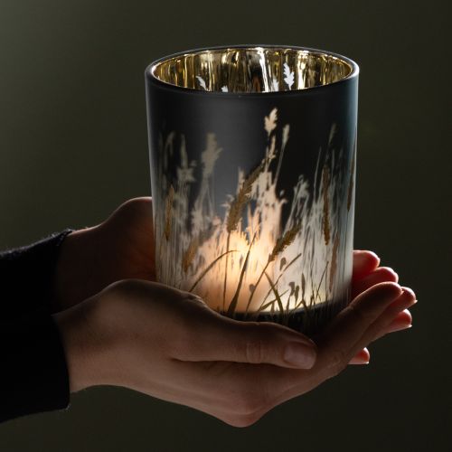 položky Elegantní dekorativní lucerna s motivem trávy pro útulné bydlení, 12,5 cm, 2 kusy.