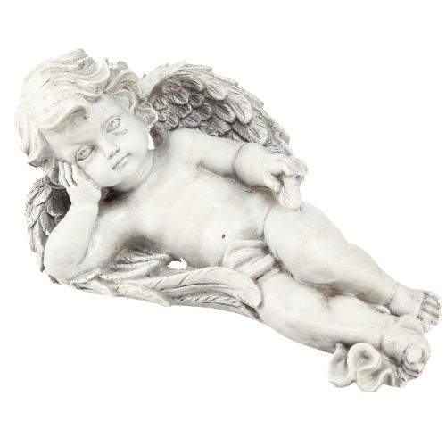 položky Dekorace na ležící andělský hrob polyresin šedá bílá 31×16cm