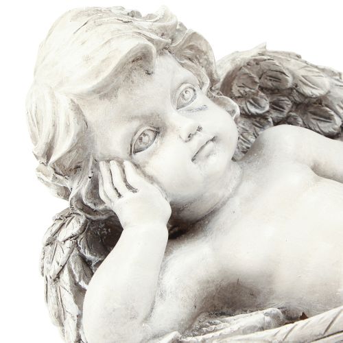 položky Dekorace na ležící andělský hrob polyresin šedá bílá 31×16cm