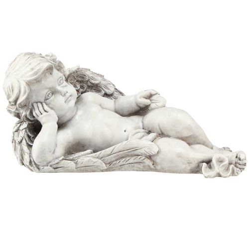 položky Dekorace na ležící andělský hrob polyresin šedá bílá 31×16cm