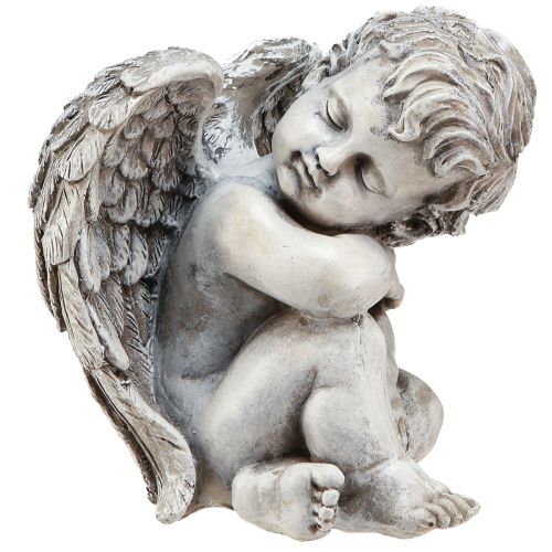 položky Anděl sedící ozdobná postava dekorace hrob šedá polyresin V18cm