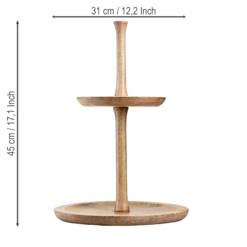 položky Stojan na dort dřevěná dekorace 2patrový přírodní kulatý Ø31/20cm H45cm