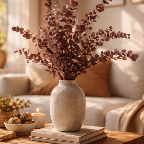 položky Větve eukalyptu, konzervovaný eukalyptus, sušené květy, červené, 75 cm, 150 g