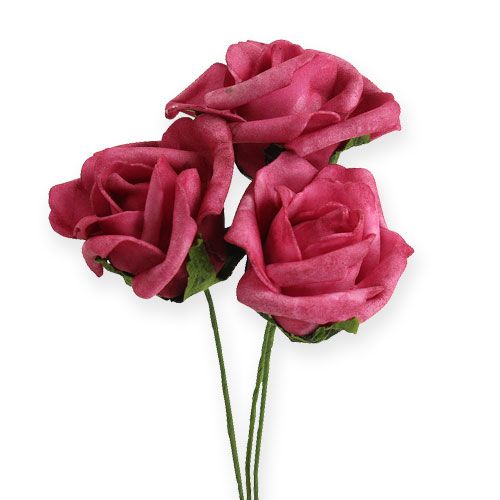 Floristik24 Pěnová růže Ø6cm fuchsiová 27p