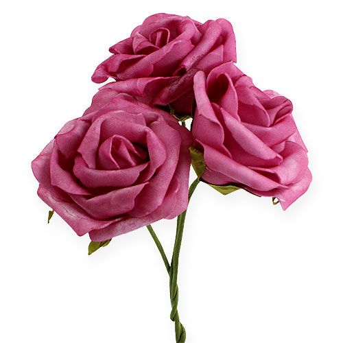Floristik24 Pěnová růže Ø 8cm fuchsiová 18 ks