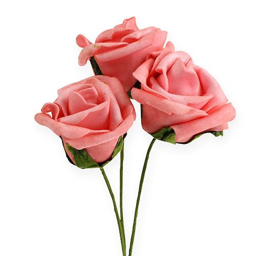 Floristik24 Pěnová růže Ø4,5cm růžová 36str