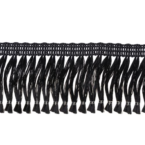 položky Černá třásňová stuha 4cm, kordónový lem, ozdobný lurex s třásněmi 25m