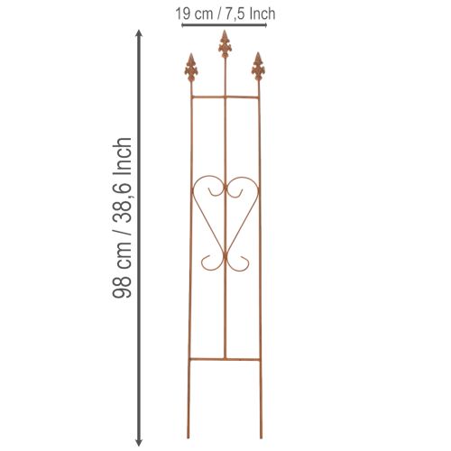 položky Zahradní treláž, dekorativní opora ve tvaru srdce pro popínavé rostliny, 98 cm