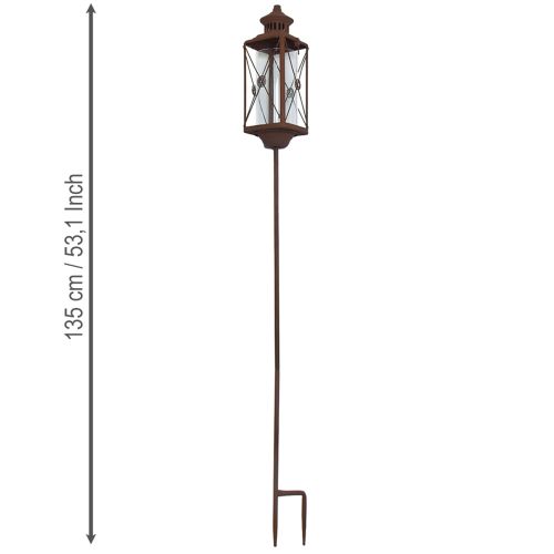 položky Zahradní lucerna, kovová dekorace, rezavý vzhled, 12 cm x 12 cm x 135 cm