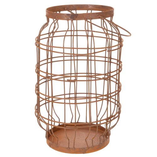 Zahradní lucerna, kovová, rezavá povrchová úprava, rukojeť, vintage, Ø19,5 cm | Floristik24.cz
