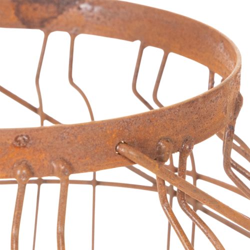 Zahradní lucerna, kovová, rezavá povrchová úprava, rukojeť, vintage, Ø19,5 cm | Floristik24.cz