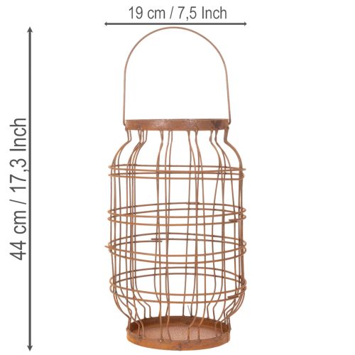 Zahradní lucerna, kovová, rezavá povrchová úprava, rukojeť, vintage, Ø19,5 cm | Floristik24.cz