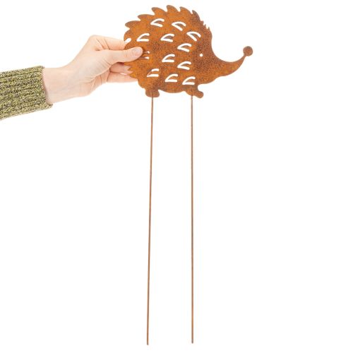 Zahradní kůl ježek rezavý patinovaný dekorativní zahradní kůl 20 cm | Floristik24.cz