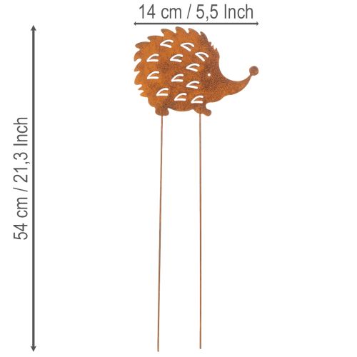 Zahradní kůl ježek rezavý patinovaný dekorativní zahradní kůl 20 cm | Floristik24.cz