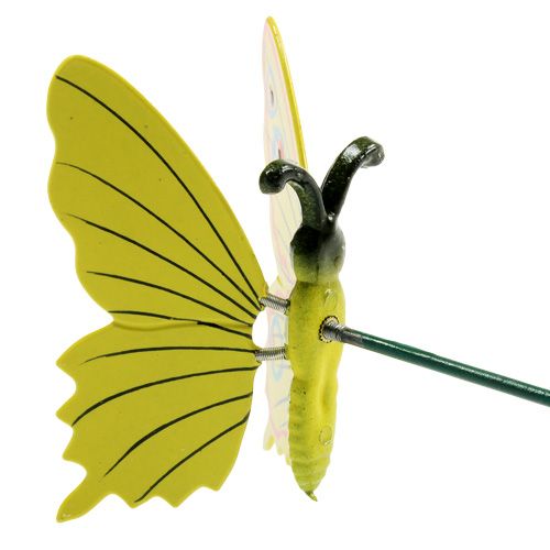 Floristik24 Motýl na tyči 17cm žlutý