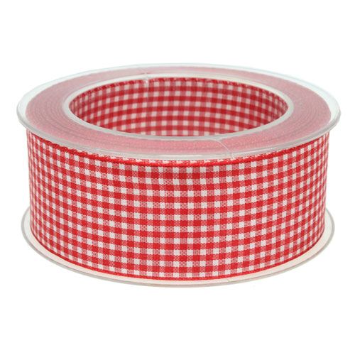 položky Dárková stuha s okrajem 40mm 20m červená kostkovaná