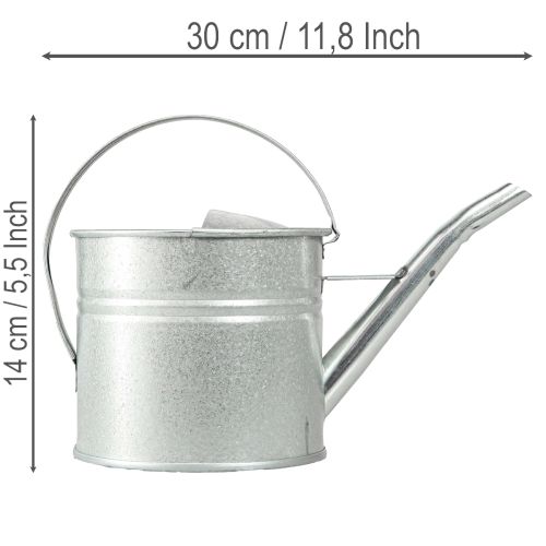 Vintage dekorativní konev na zalévání, kovová, stříbrná, květináč o objemu 1,25 l | Floristik24.cz