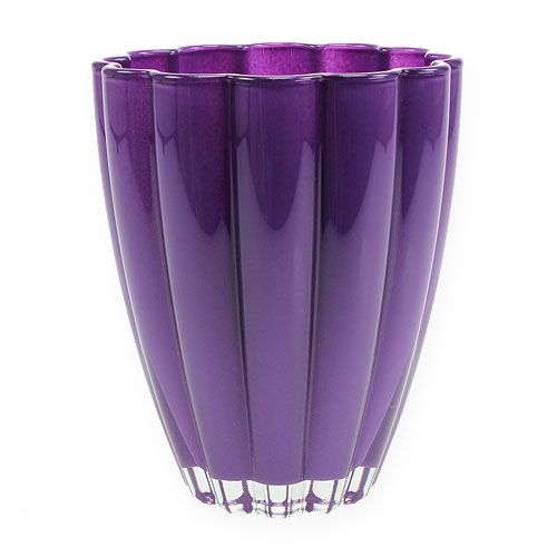 Floristik24 Skleněná váza &quot;Bloom&quot; fialová Ø14cm H17cm