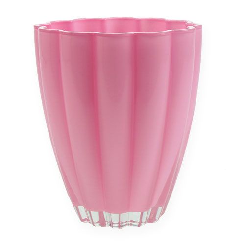 Floristik24 Skleněná váza "Bloom" růžová Ø14cm H17cm