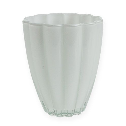 Floristik24 Skleněná váza &quot;Bloom&quot; bílá Ø14cm H17cm