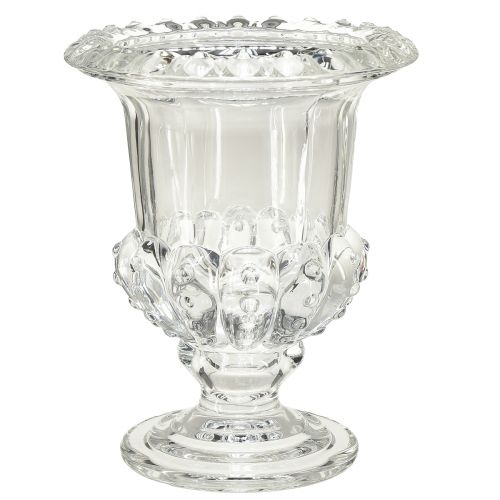 Floristik24 Vintage skleněná váza v provedení pohár – čirá, 16x20 cm – elegantní dekorace na stůl