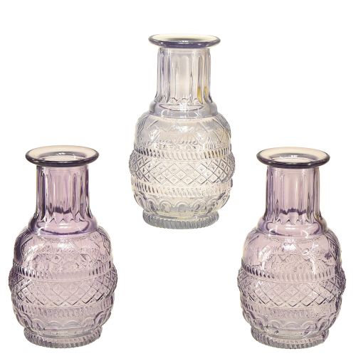 Floristik24 Skleněné vázičky mini vázičky světle fialová fialová retro styl V13cm 3ks