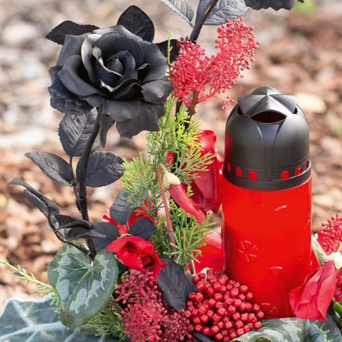 Floristik24 Náhrobní svíčka červený rostlinný olej ICP svíčka na památku V24cm