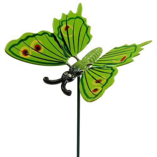 Motýl na špejli 17cm zelený