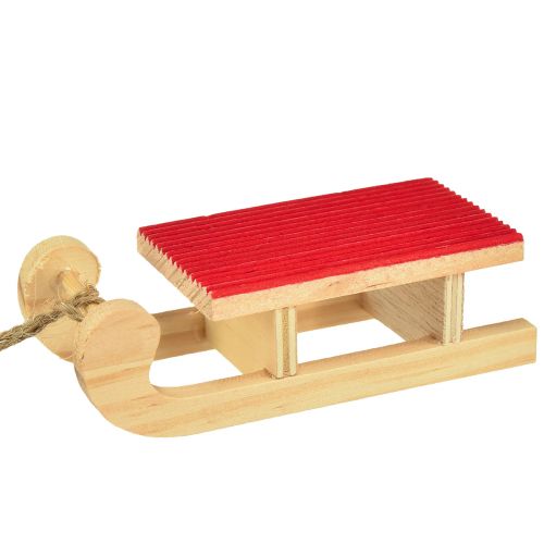 položky Dřevěné miniatury saní, červená-přírodní, 4x8,5 cm, sada 6 ks - vánoční dekorace