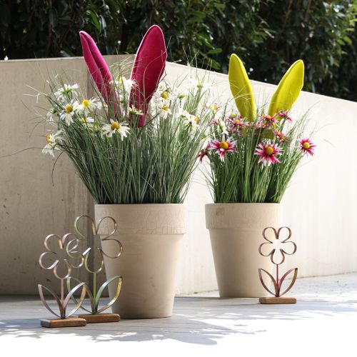 Floristik24 Zajíček ozdobná ouška růžová na velikonoční semišový prut V56cm