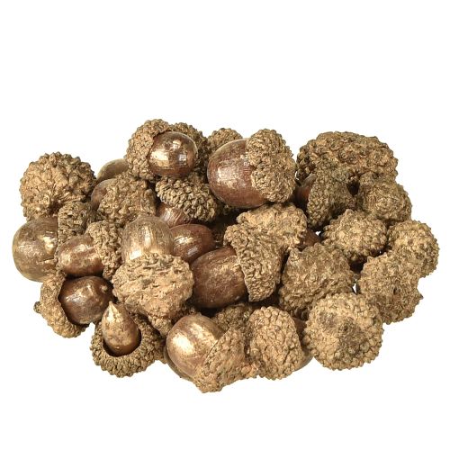Floristik24 Zlaté podzimní plody, slavnostní podzimní dekorace, přírodní dekorativní žaludy, adventní dekorace Ø1,5 – 2,5 cm D1,5 – 3 cm 300 g