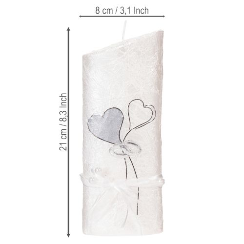 položky Svatební svíčka, stříbrná svatební svíčka, bílá svíčka 210/85mm