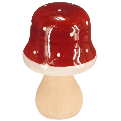 položky Dřevěné houby, muchomůrky, dekorace, dřevo, FSC, červenohnědé, V 6,5/7 cm, 4 kusy