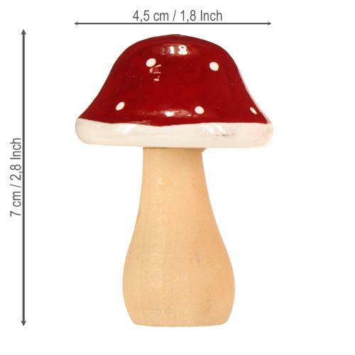 položky Dřevěné houby, muchomůrky, dekorace, dřevo, FSC, červenohnědé, V 6,5/7 cm, 4 kusy