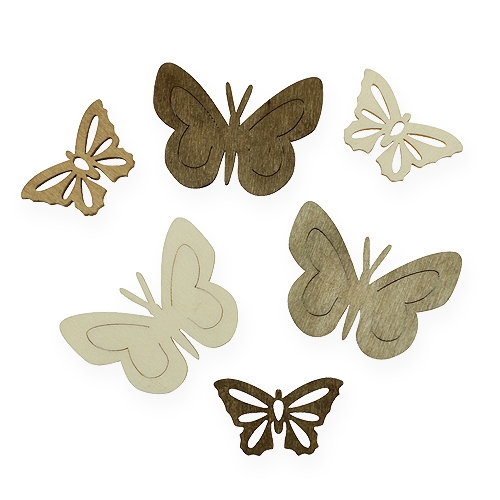 Floristik24 Dřevění motýlci přírodní 4cm 72ks