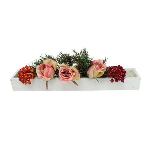 Floristik24 Dřevěná krabička s folií bílá 50cm x 9cm x 6cm