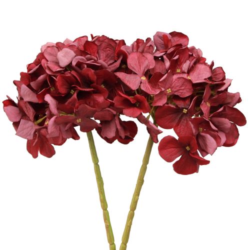 položky Hortenzie Umělá Burgundsko Velký květ Ø15cm L58cm 2ks