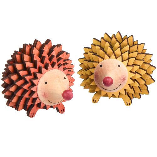položky Dekorace ježka dřevěná figurka podzimní oranžovožlutá 8×7×6cm 4 kusy