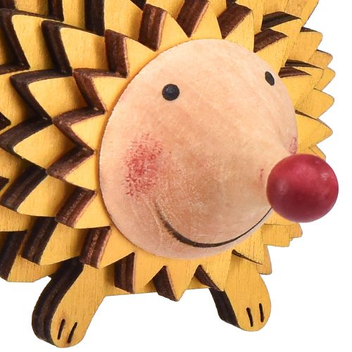 položky Dekorace ježka dřevěná figurka podzimní oranžovožlutá 8×7×6cm 4 kusy