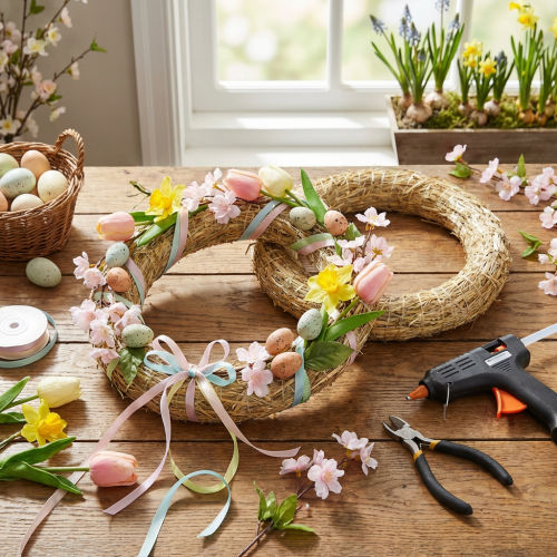 položky Květinový slaměný věnec pro kreativní věnce na dveře a sezónní dekoraci 25/4 cm 2 ks