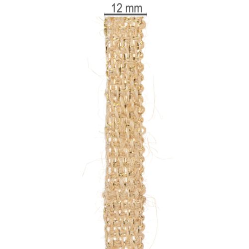 položky Jutová stuha, rustikální ozdobná stuha, přírodní juta, zlatá, 12mm, 10m