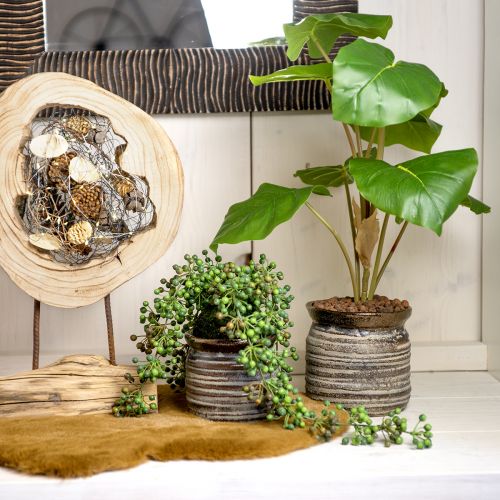 položky Keramický květináč dekorativní váza metalická šedá hnědá 14×14cm