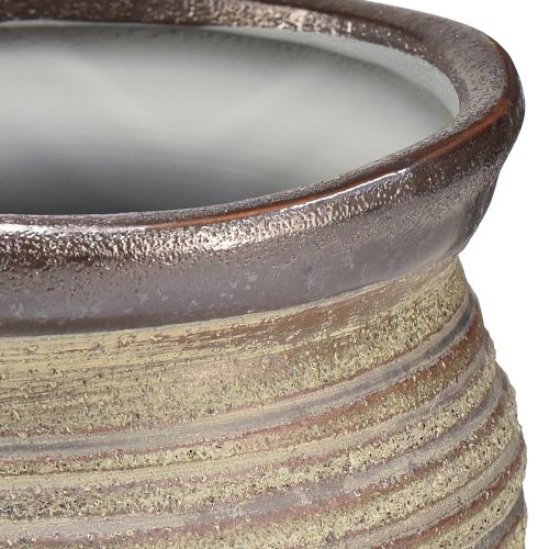 položky Keramický květináč dekorativní váza metalická šedá hnědá 14×14cm