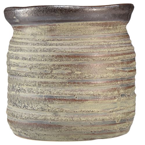 položky Keramický květináč dekorativní váza metalická šedá hnědá 14×14cm